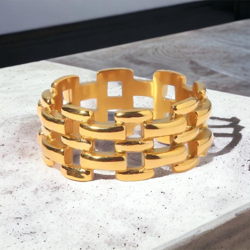 VALE - ANILLO ANCHO TRENZADO ORO