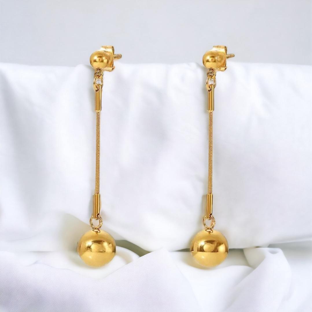 DALHIA-PENDIENTES DORADOS CON BOLA