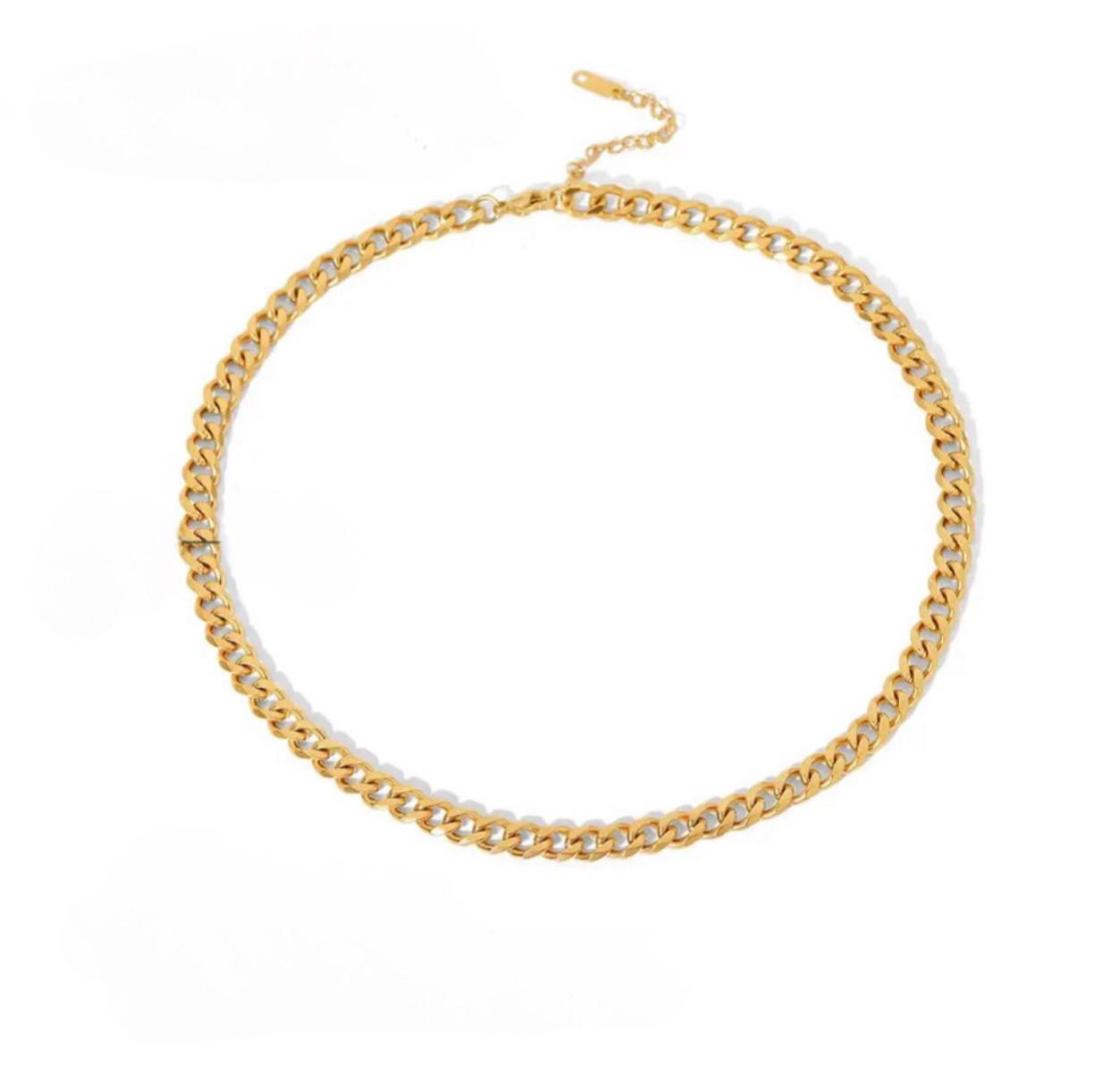SOLITAIRE - CUBAN GOLD CHAINOF THICK LINKS