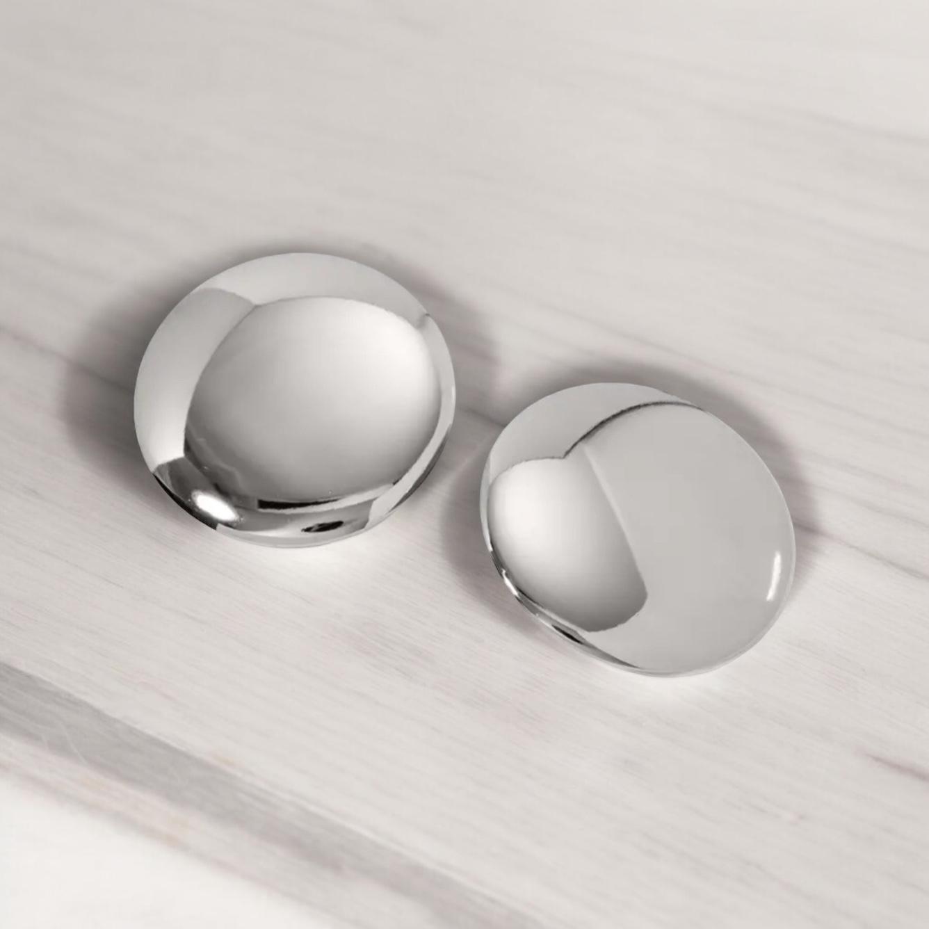 CELIA - LARGE ROUND MINIMALIST EARRINGS (SSILVER)