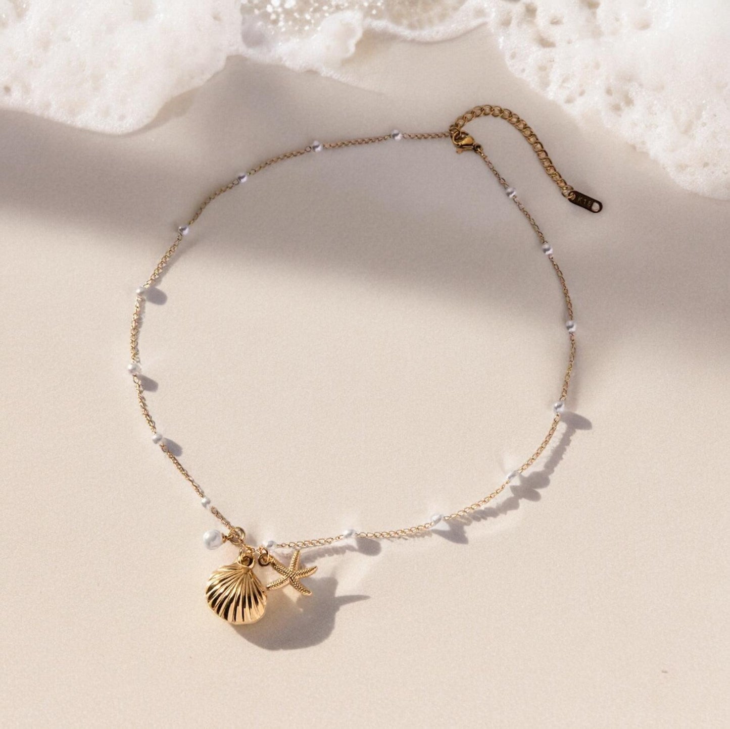 SAND - PEARL AND SEASHELL SUMMER SEASON NECKLACE