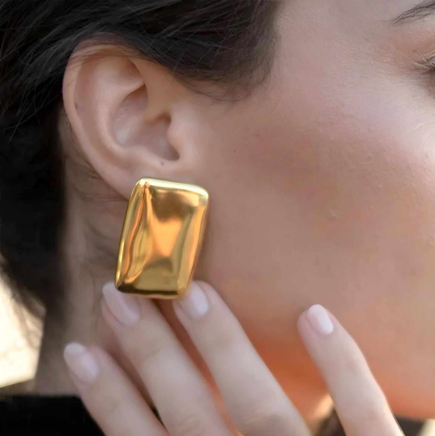 EVA - PENDIENTES GRANDES RECTANGULARES ORO